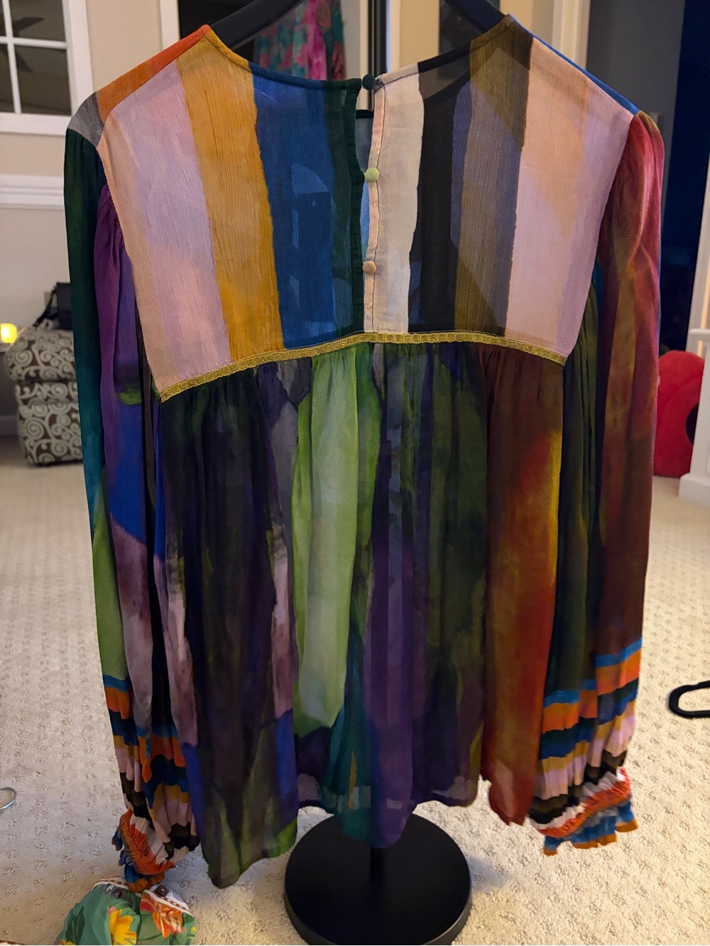 Floral Patchwork Long-Sleeve Blouse - Green Multi - Picture 2 of 2